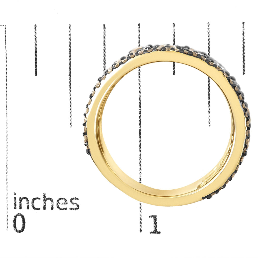 10K Yellow Gold Plated Sterling Silver 2-1/2 Cttw Champagne Diamond Wavy Band Ring