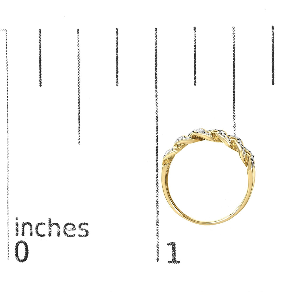 14K Yellow Gold Plated Sterling Silver 1/3 Cttw Diamond Curb Link Band Ring
