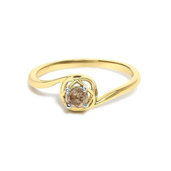 14K Yellow Gold Plated Sterling Silver 1/5 Ct Light Brown Diamond Bypass Solitaire Ring
