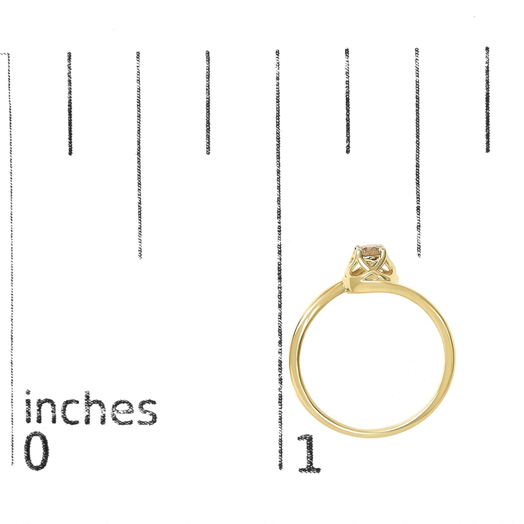 14K Yellow Gold Plated Sterling Silver 1/5 Ct Light Brown Diamond Bypass Solitaire Ring