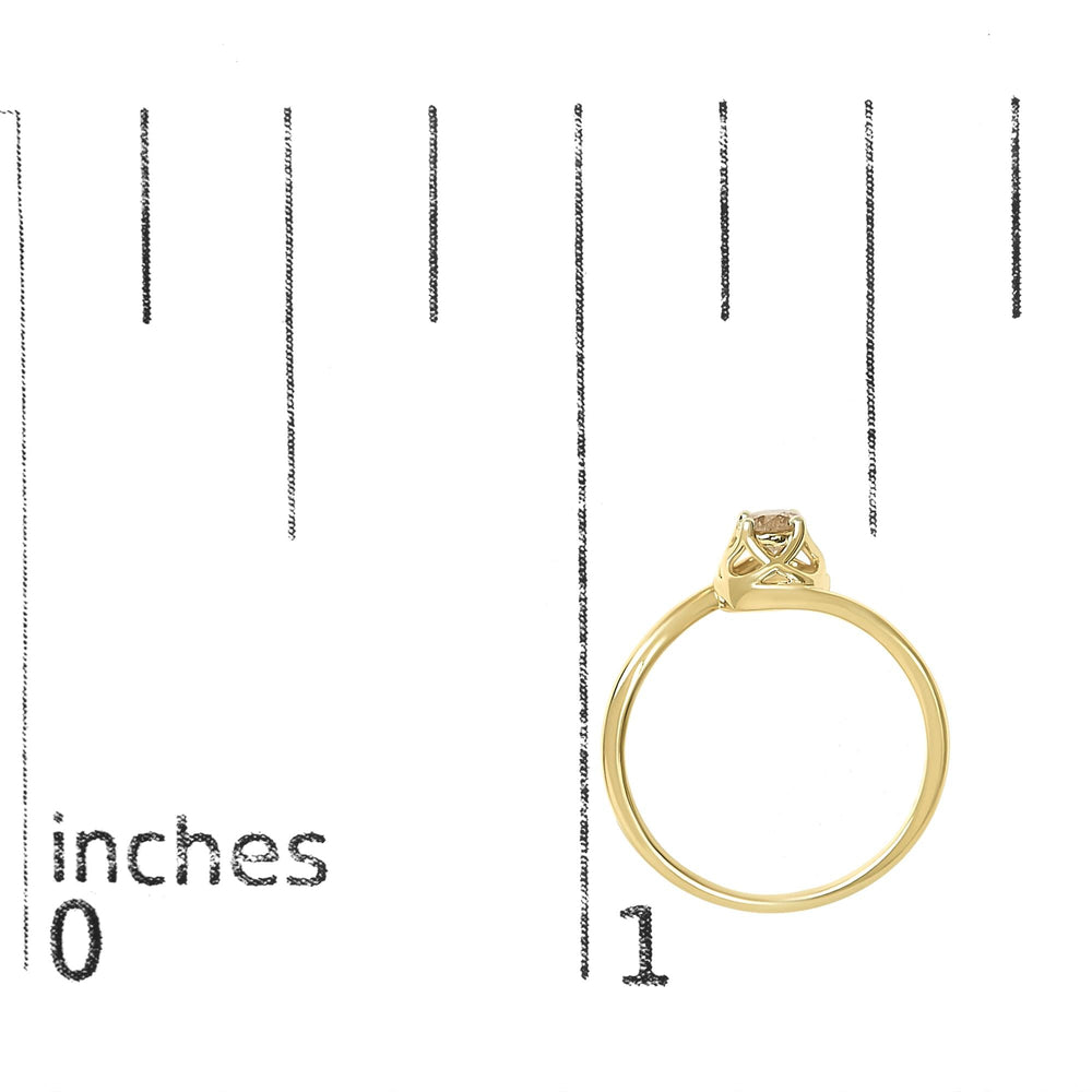 14K Yellow Gold Plated Sterling Silver 1/5 Ct Light Brown Diamond Bypass Solitaire Ring