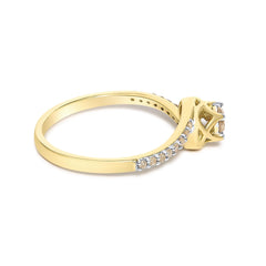 14K Yellow Gold Plated .925 Sterling Silver 1/3 Cttw Light Brown Diamond Bypass Ring
