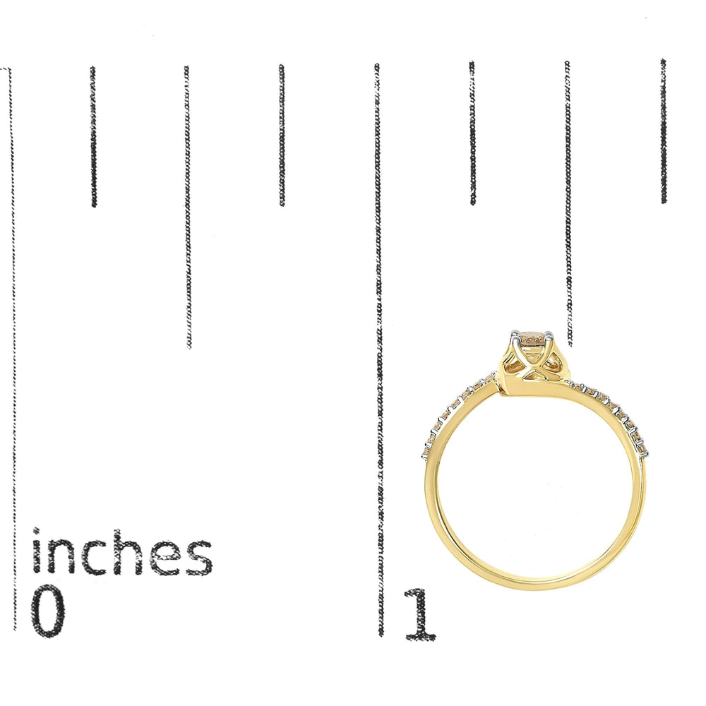 14K Yellow Gold Plated .925 Sterling Silver 1/3 Cttw Light Brown Diamond Bypass Ring