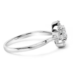 Sterling Silver Lab Grown 1.0 Cttw Diamond Oval Shaped Halo Engagement Ring