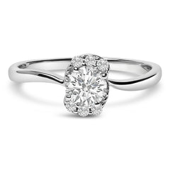 Sterling Silver Lab Grown 1/2 Cttw Diamond Floral Cluster Engagement Ring