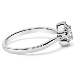 Sterling Silver Lab Grown 1/2 Cttw Diamond Floral Cluster Engagement Ring