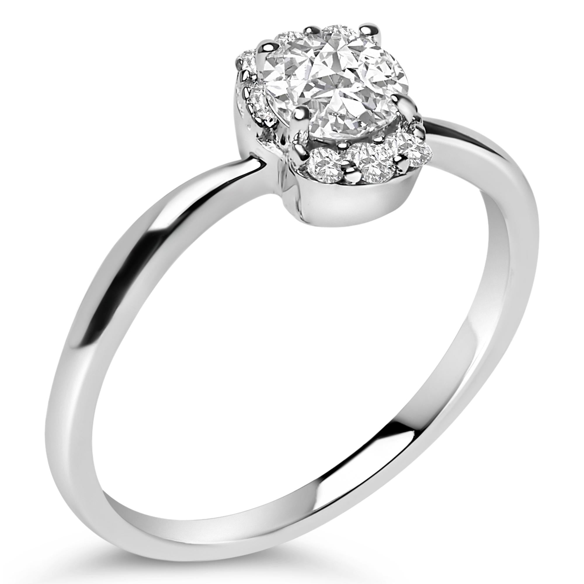 Sterling Silver Lab Grown 1/2 Cttw Diamond Floral Cluster Engagement Ring