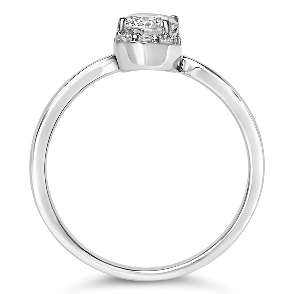 Sterling Silver Lab Grown 1/2 Cttw Diamond Floral Cluster Engagement Ring