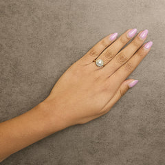 14K Yellow Gold Plated Sterling Silver 1/3 Cttw Lab Grown Diamond Floral Motif Solitaire Ring