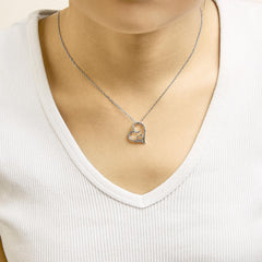 14K Rose Gold Plated Sterling Silver Diamond Accent Heart Pendant Necklace