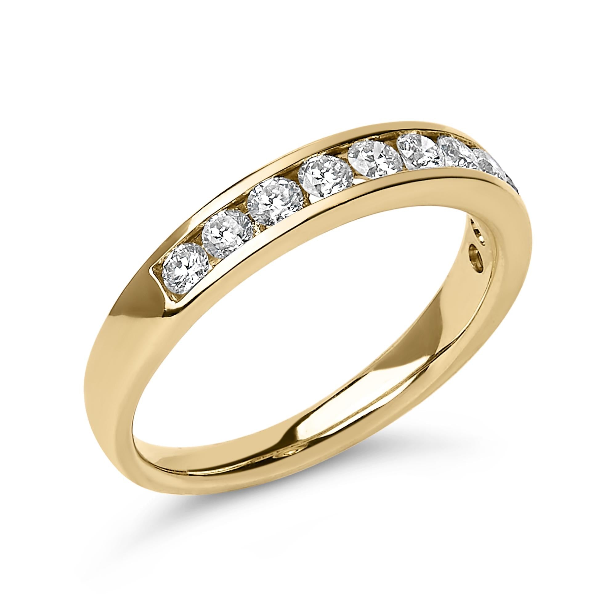 14K Gold 1/2 Cttw Round Diamond 11 Stone Channel Set Band
