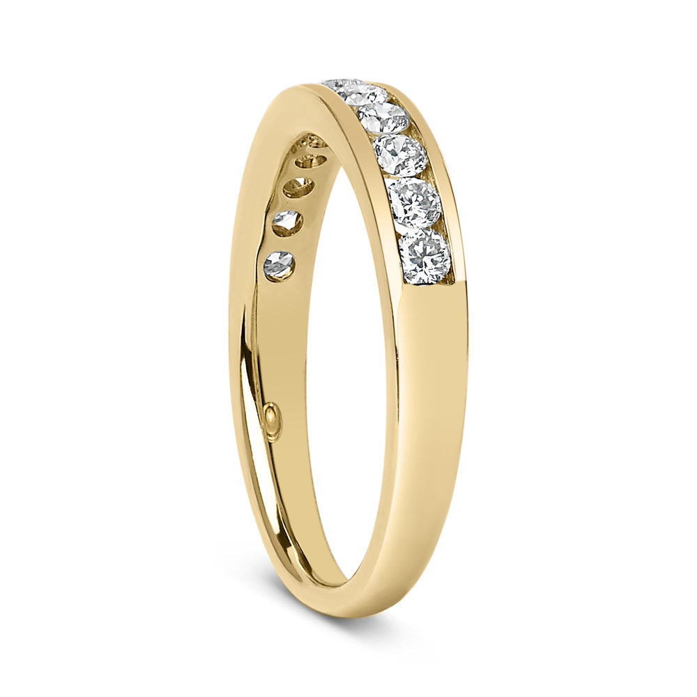 14K Gold 1/2 Cttw Round Diamond 11 Stone Channel Set Band