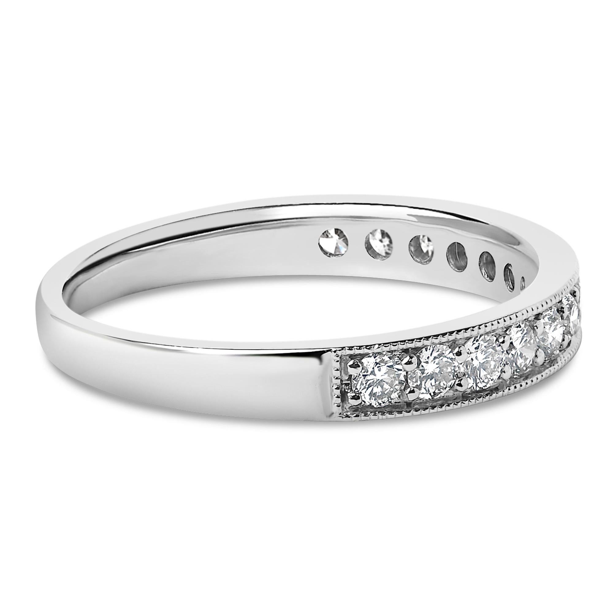 14K Gold 1/2 Cttw Round Diamond Milgrain Wedding Band