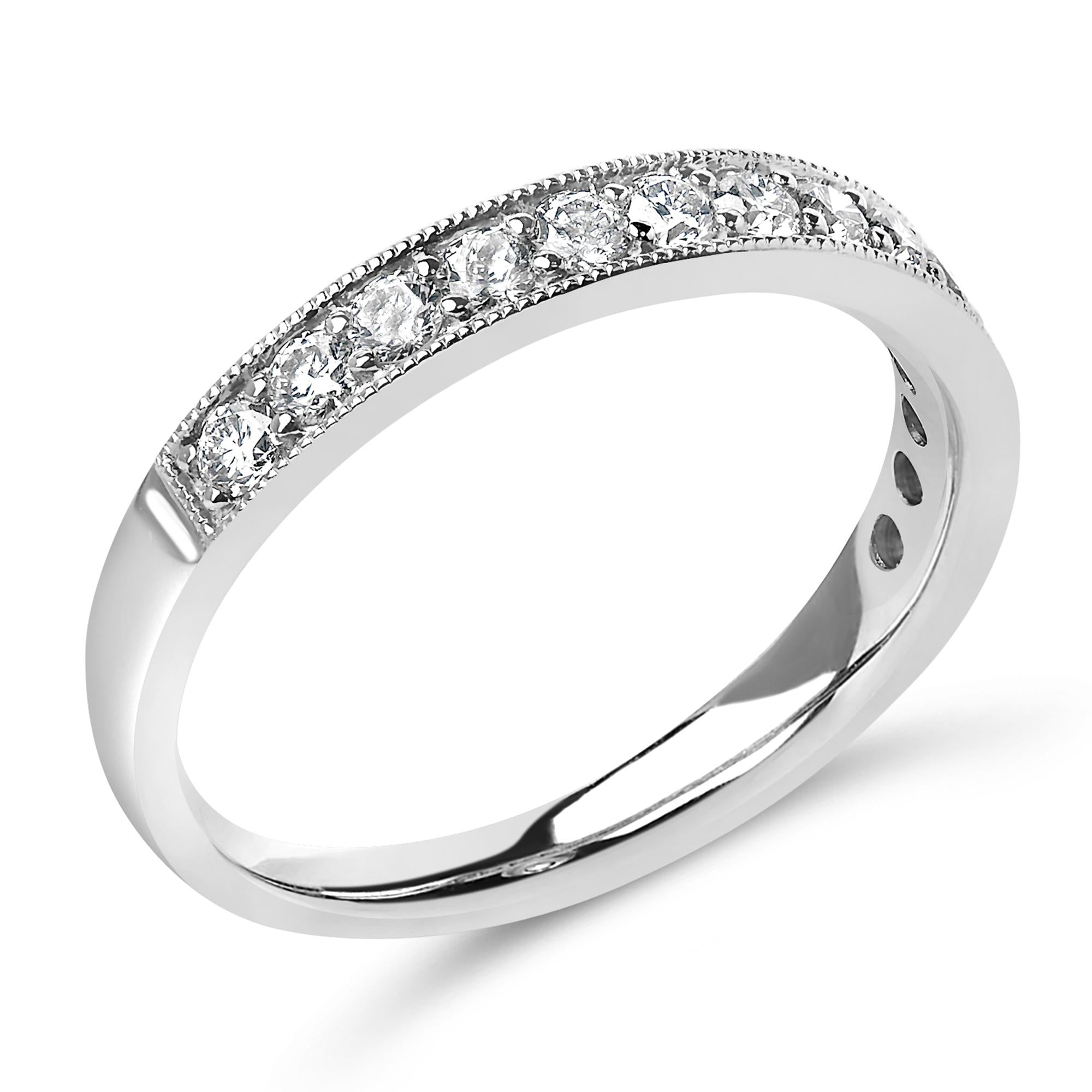 14K Gold 1/2 Cttw Round Diamond Milgrain Wedding Band