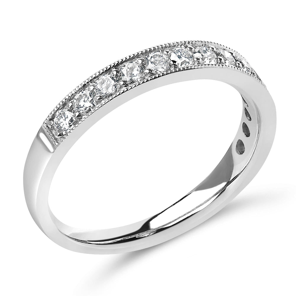 14K Gold 1/2 Cttw Round Diamond Milgrain Wedding Band