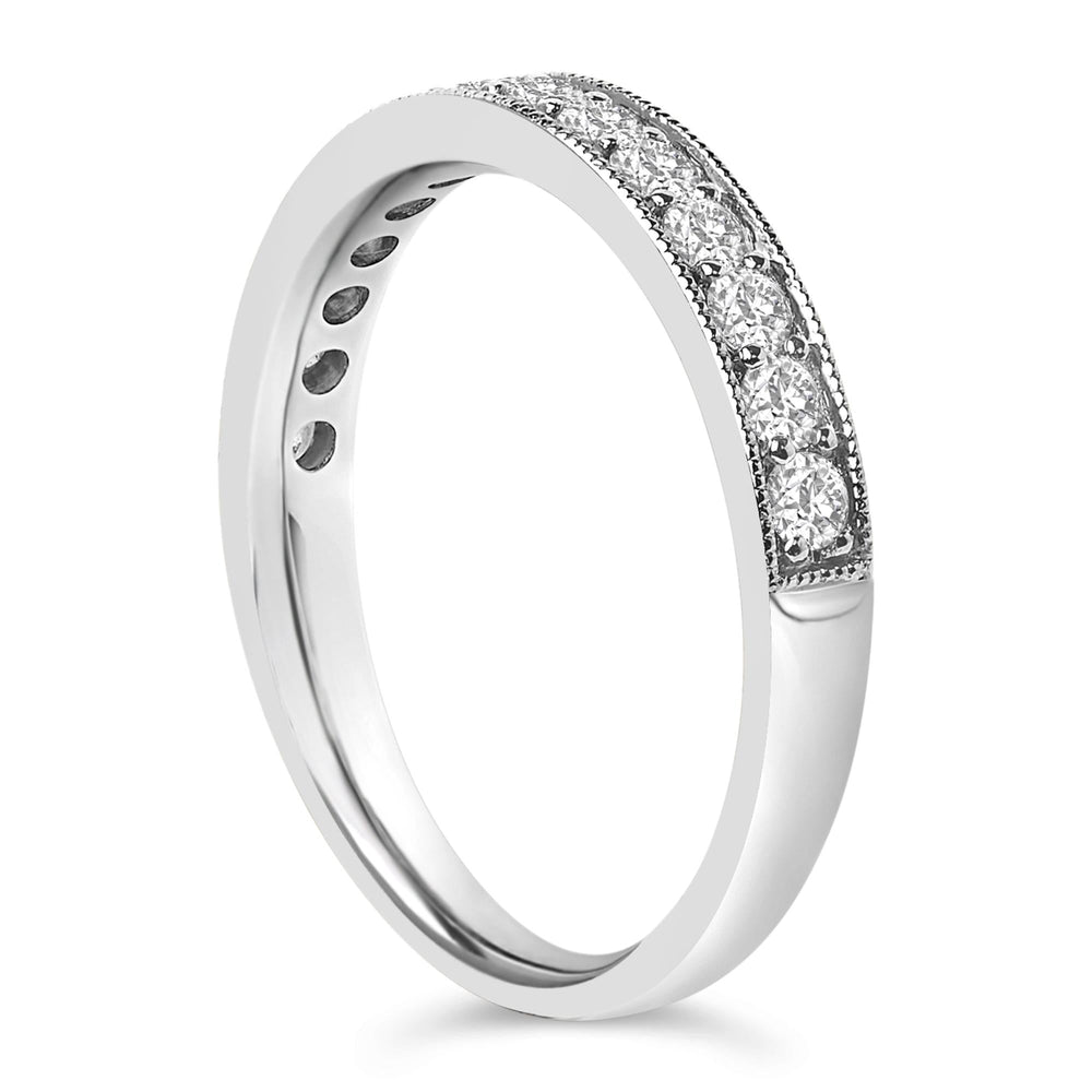 14K Gold 1/2 Cttw Round Diamond Milgrain Wedding Band