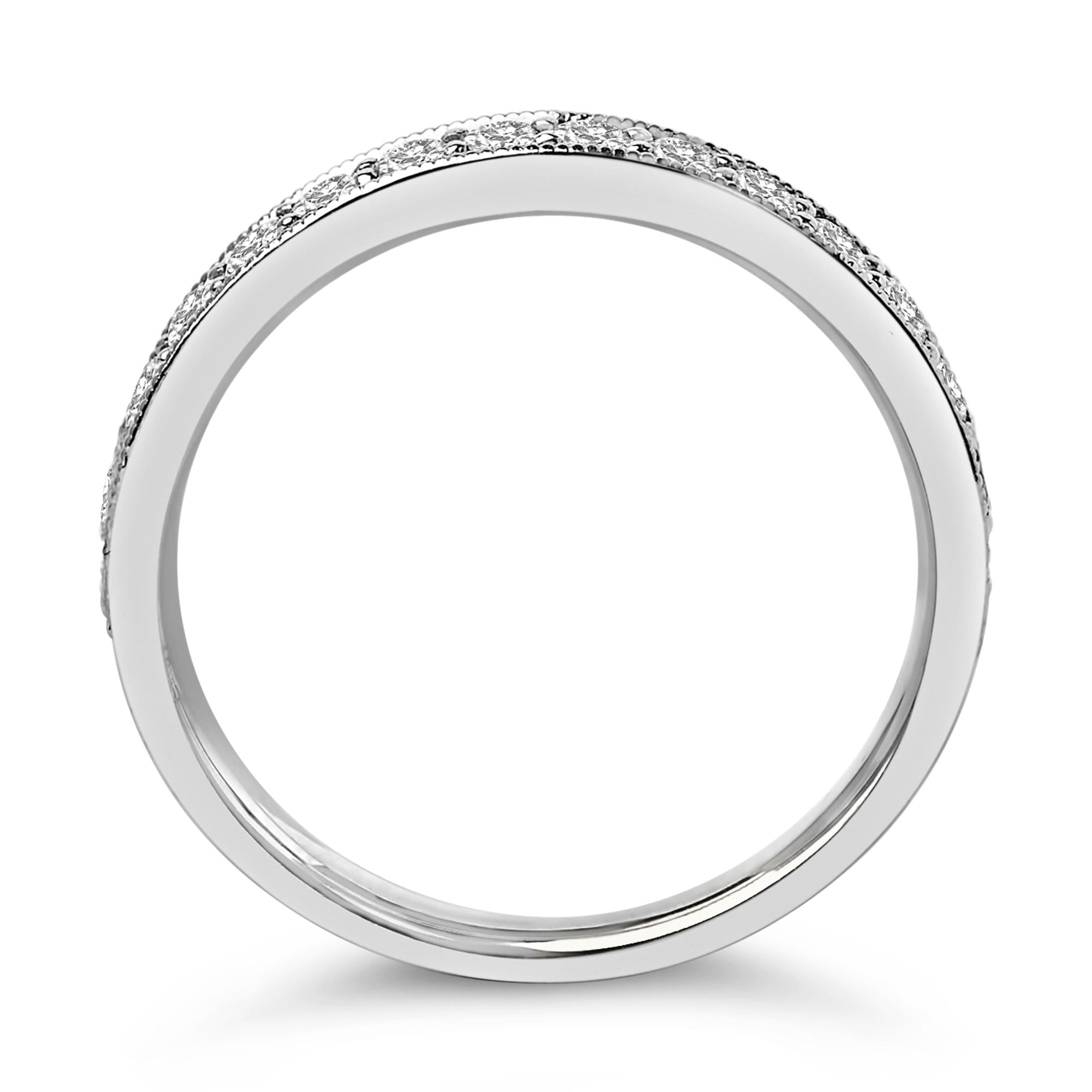14K Gold 1/2 Cttw Round Diamond Milgrain Wedding Band