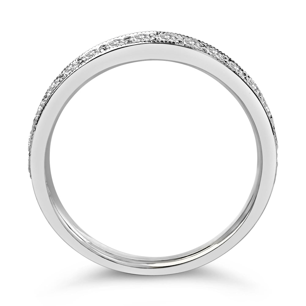 14K Gold 1/2 Cttw Round Diamond Milgrain Wedding Band