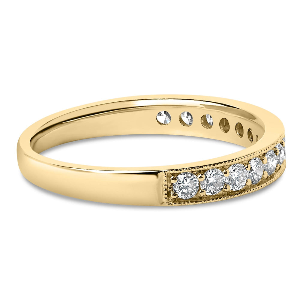 14K Gold 1/2 Cttw Round Diamond Milgrain Wedding Band