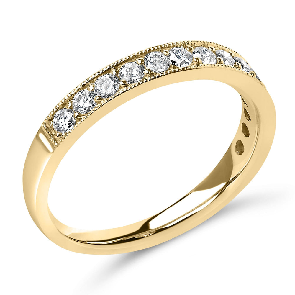 14K Gold 1/2 Cttw Round Diamond Milgrain Wedding Band