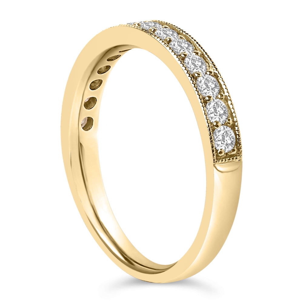 14K Gold 1/2 Cttw Round Diamond Milgrain Wedding Band