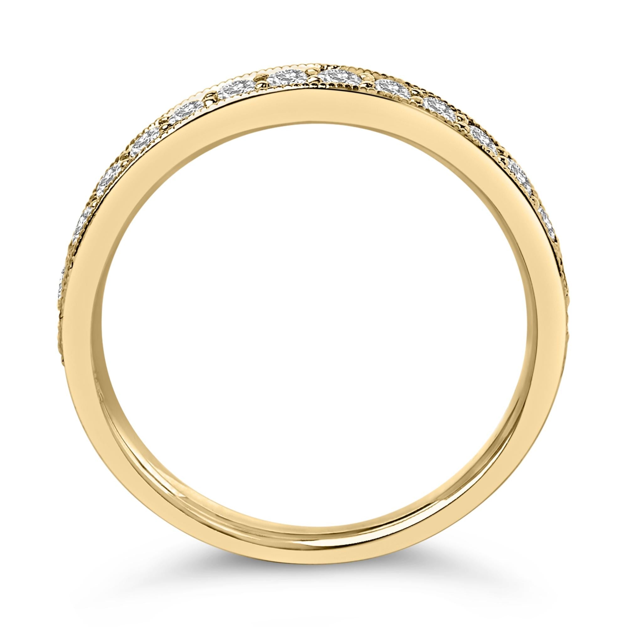 14K Gold 1/2 Cttw Round Diamond Milgrain Wedding Band