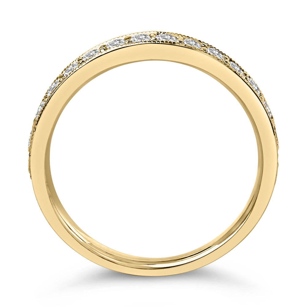 14K Gold 1/2 Cttw Round Diamond Milgrain Wedding Band