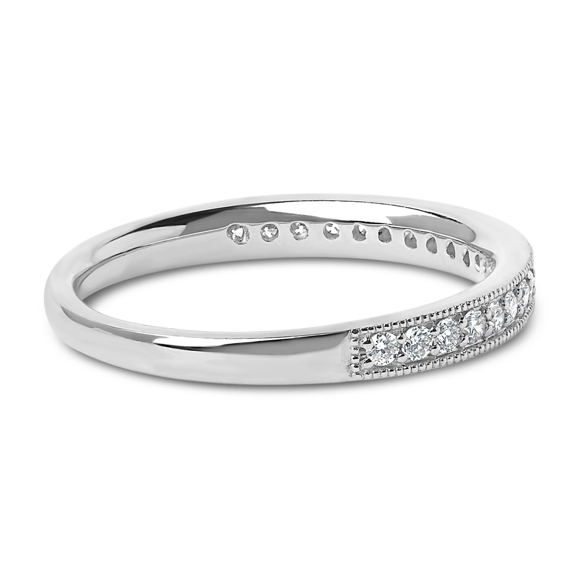 14K Gold 1/4 Cttw Round Diamond Milgrain Wedding Band