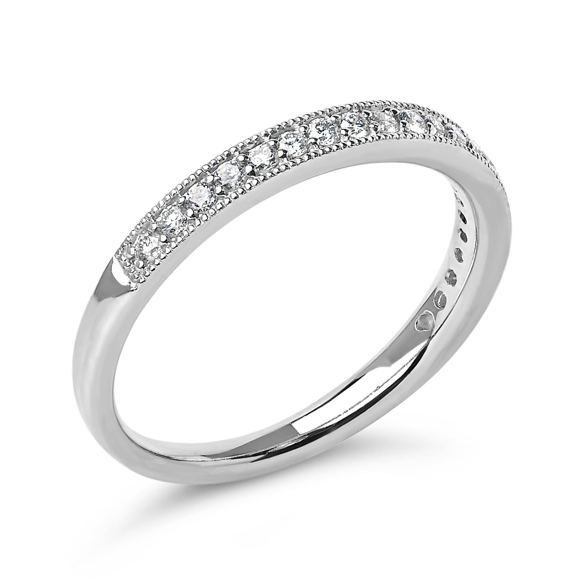 14K Gold 1/4 Cttw Round Diamond Milgrain Wedding Band