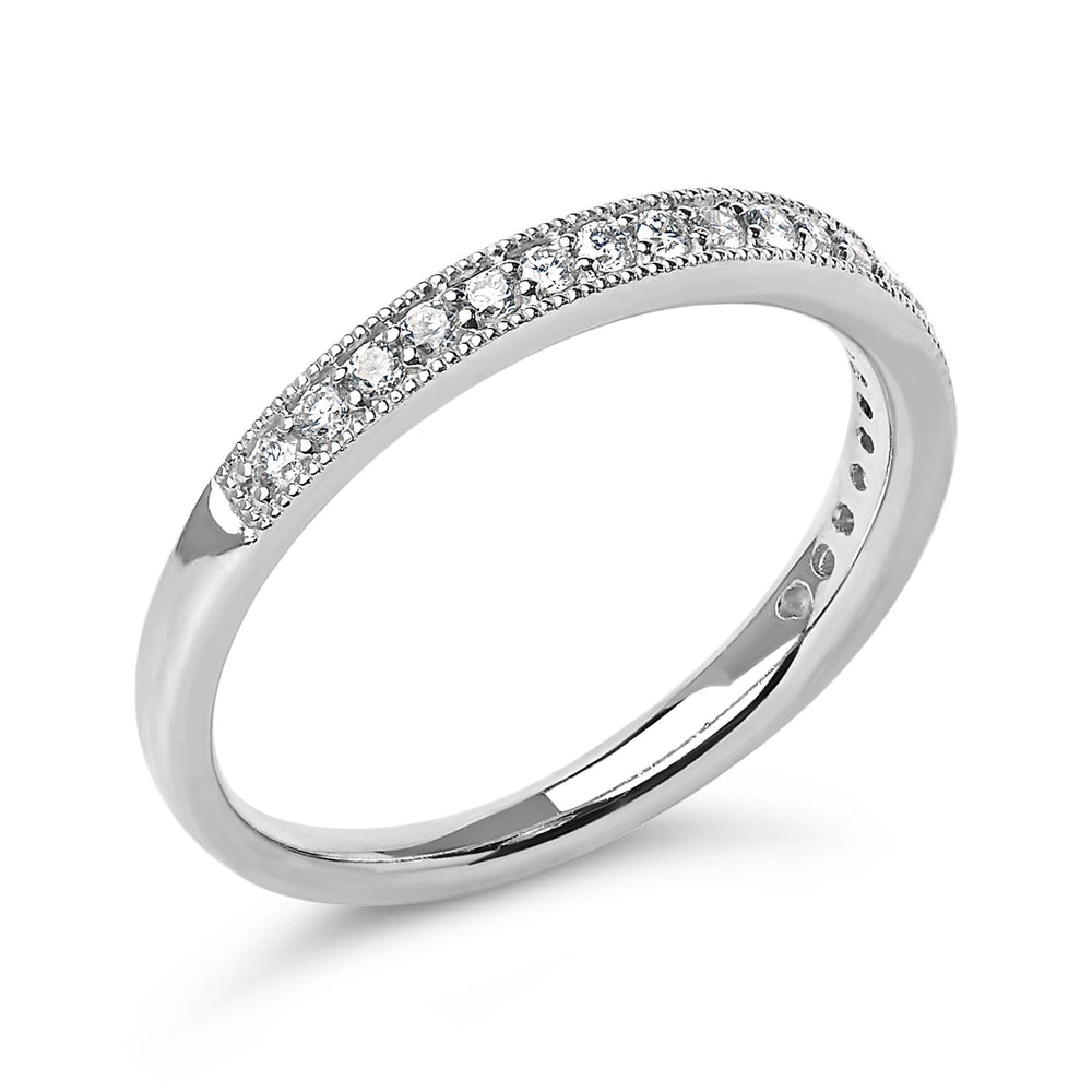14K Gold 1/4 Cttw Round Diamond Milgrain Wedding Band