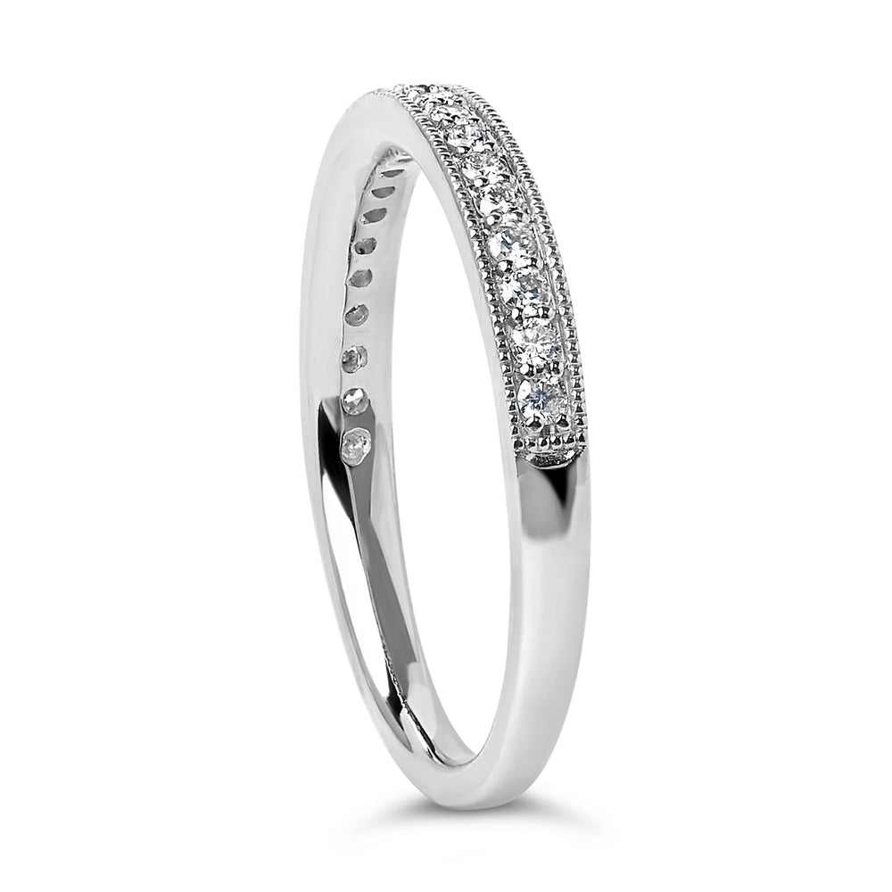 14K Gold 1/4 Cttw Round Diamond Milgrain Wedding Band