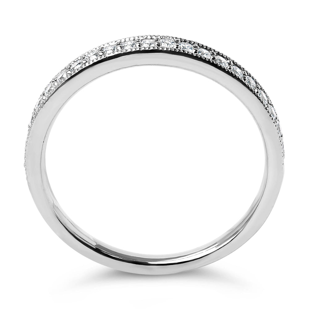 14K Gold 1/4 Cttw Round Diamond Milgrain Wedding Band