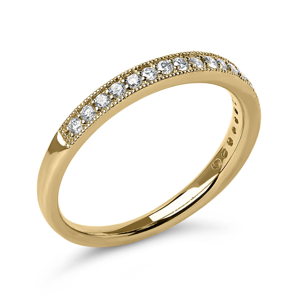 14K Gold 1/4 Cttw Round Diamond Milgrain Wedding Band