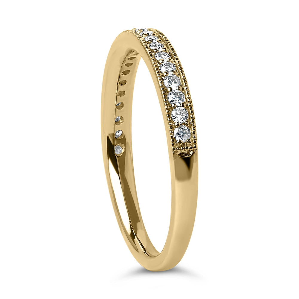 14K Gold 1/4 Cttw Round Diamond Milgrain Wedding Band