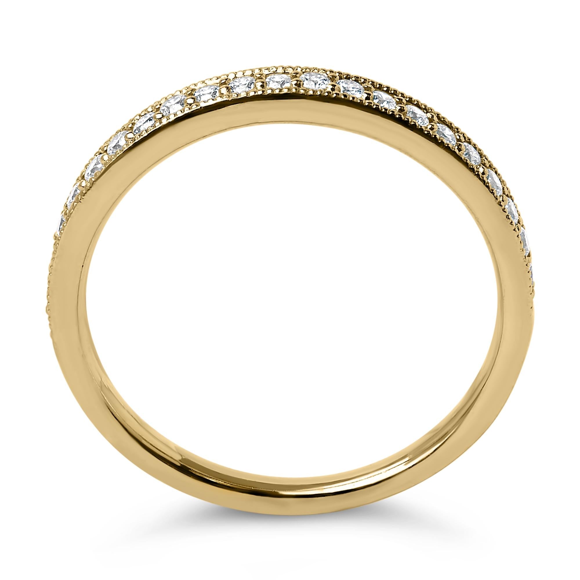 14K Gold 1/4 Cttw Round Diamond Milgrain Wedding Band