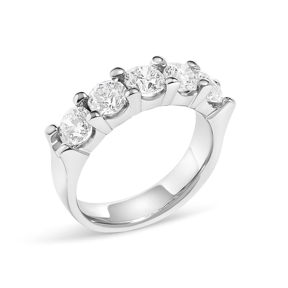 14K Gold 2.0 Cttw Round Diamond Five-Stone Band Ring