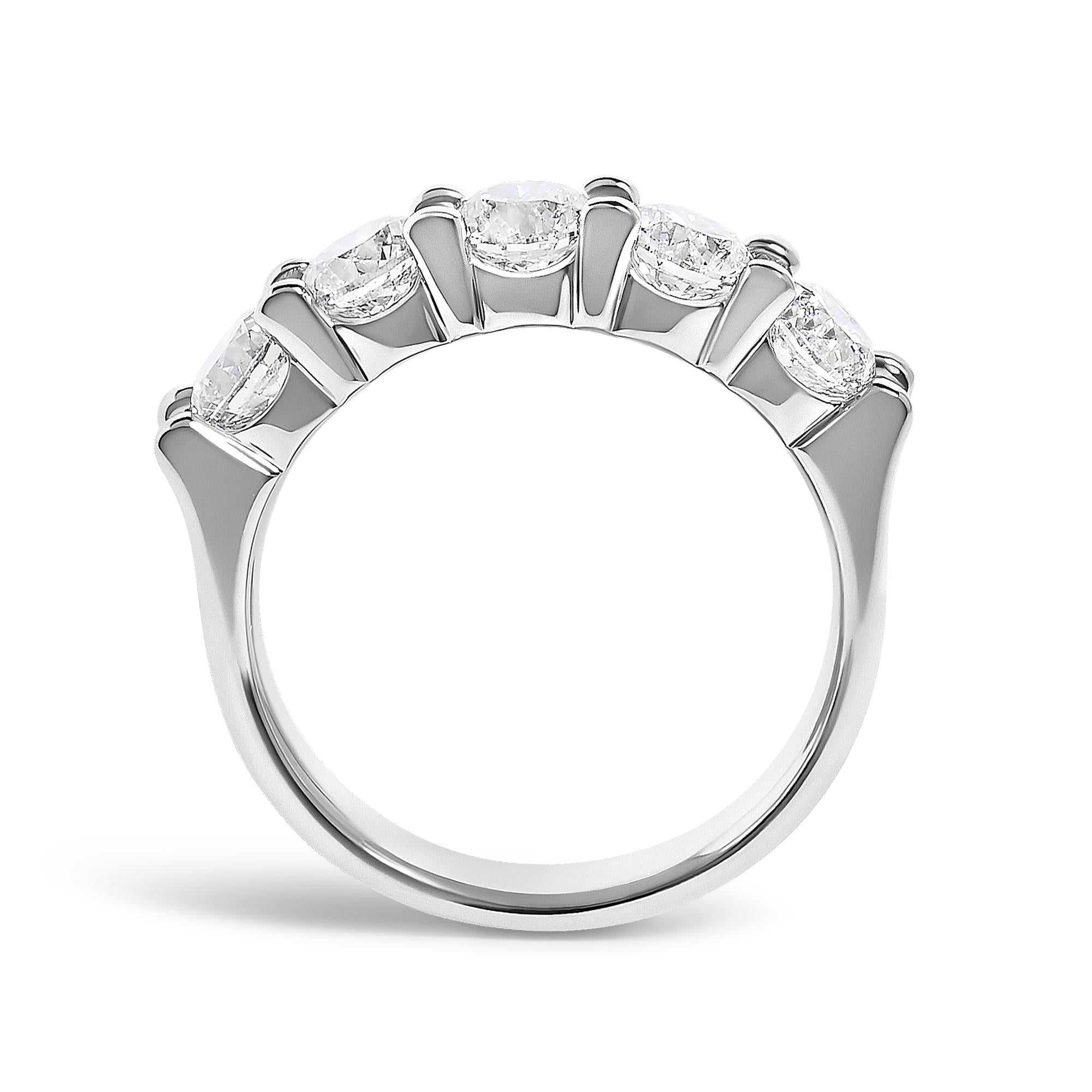 14K Gold 2.0 Cttw Round Diamond Five-Stone Band Ring