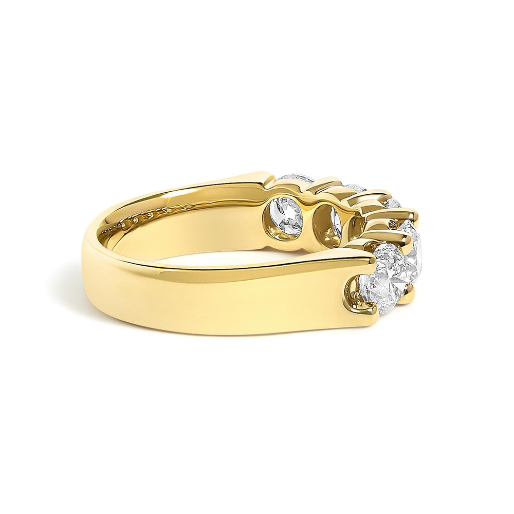 14K Gold 2.0 Cttw Round Diamond Five-Stone Band Ring