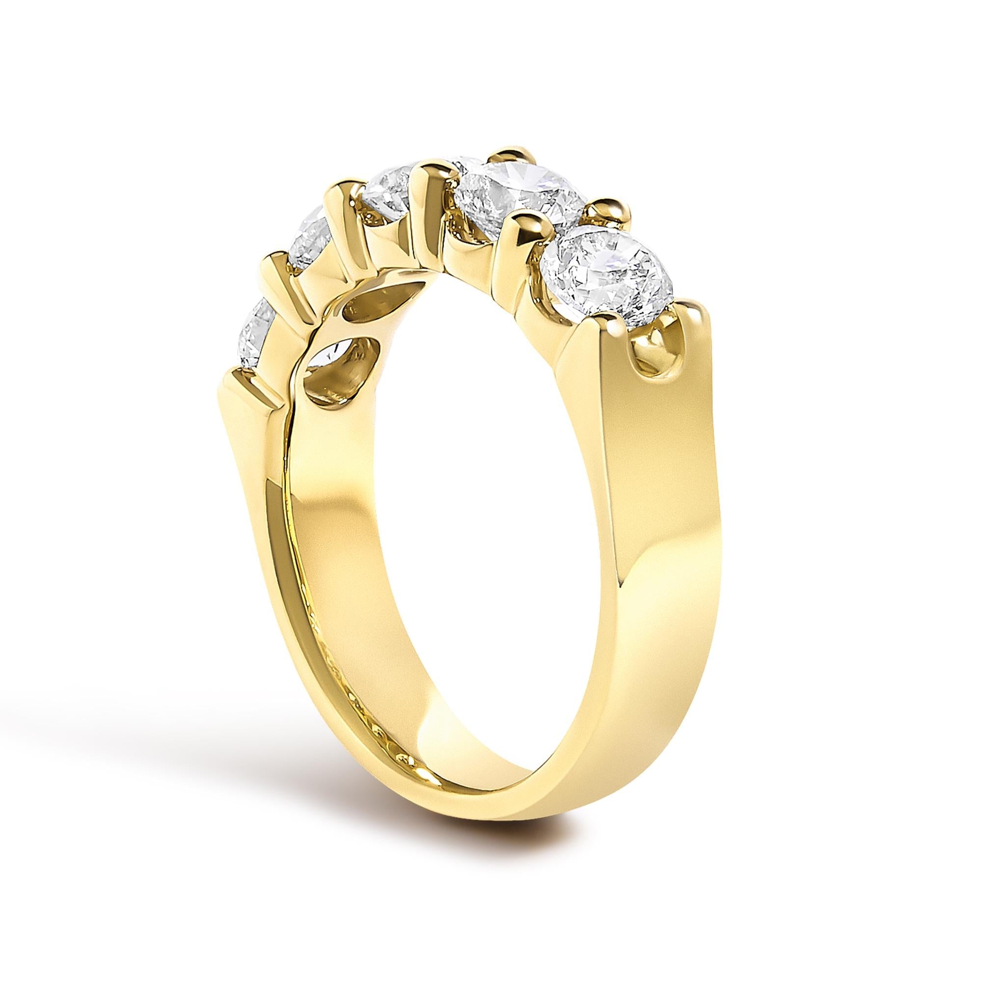14K Gold 2.0 Cttw Round Diamond Five-Stone Band Ring