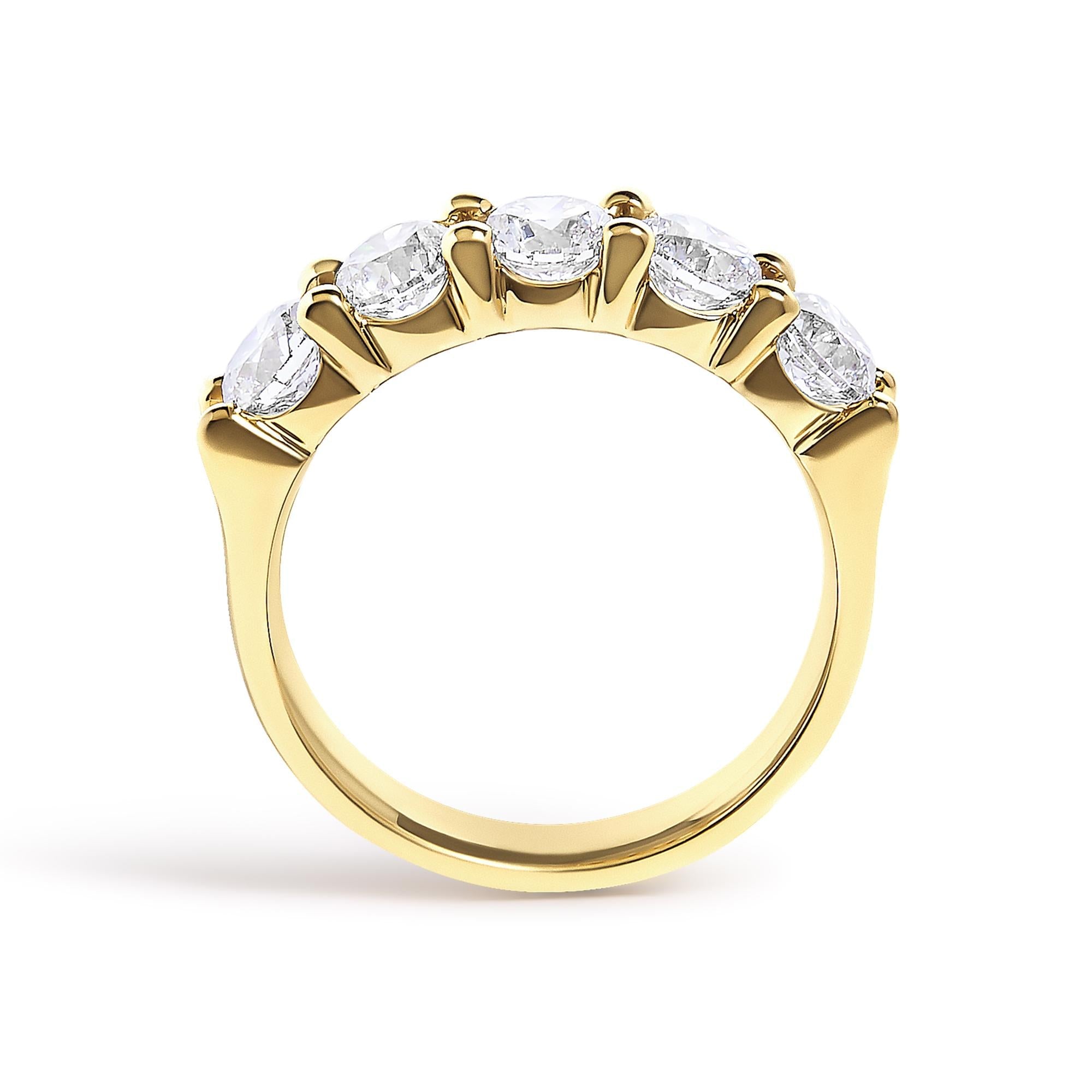 14K Gold 2.0 Cttw Round Diamond Five-Stone Band Ring