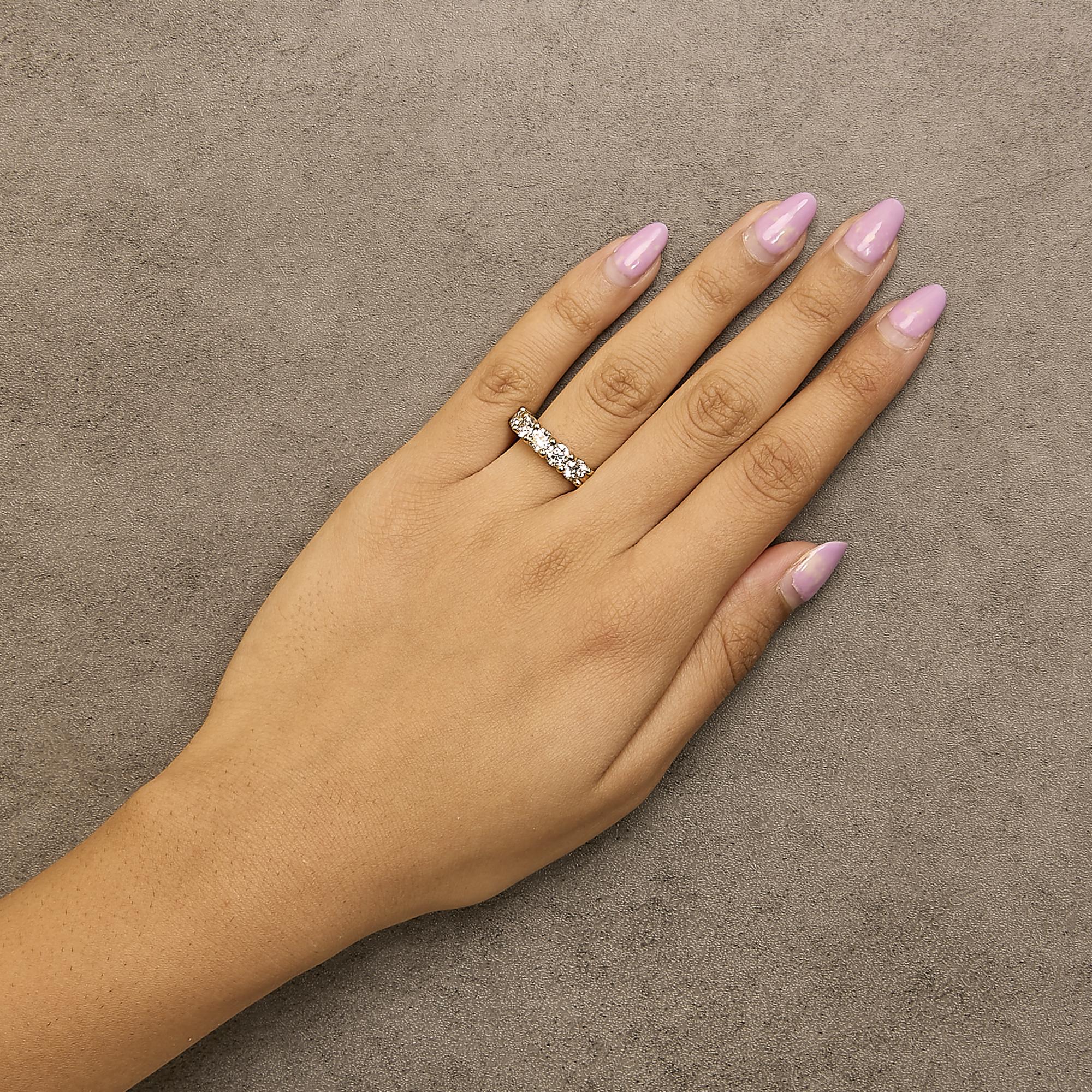14K Gold 2.0 Cttw Round Diamond Five-Stone Band Ring