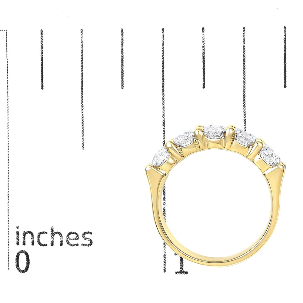14K Gold 2.0 Cttw Round Diamond Five-Stone Band Ring