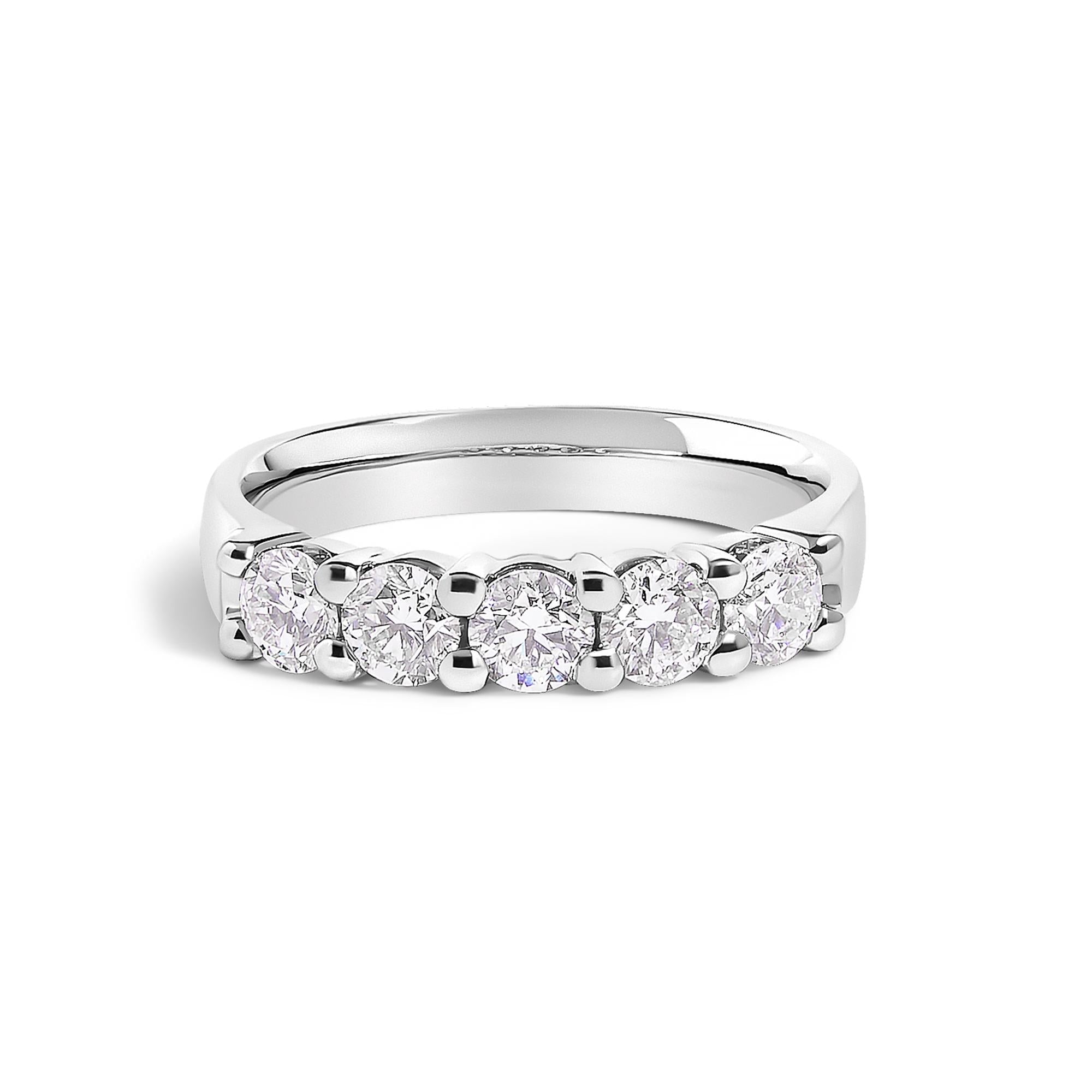 14K Gold 1.00 Cttw Diamond 5 Stone Band Ring