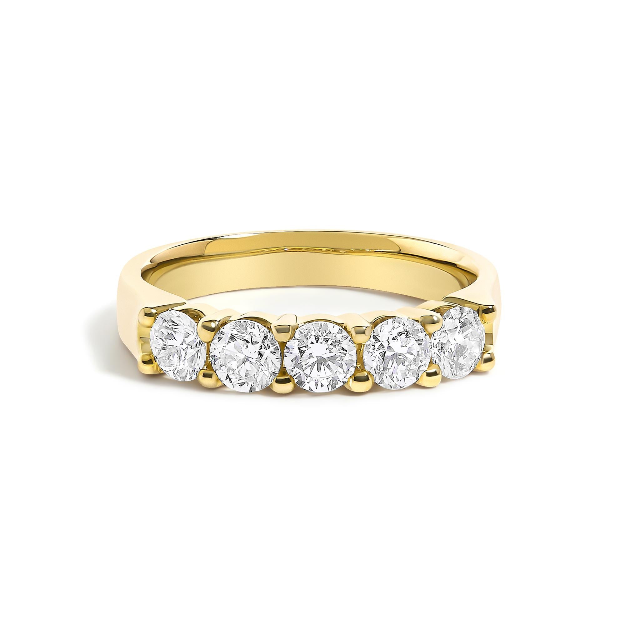 14K Gold 1.00 Cttw Diamond 5 Stone Band Ring