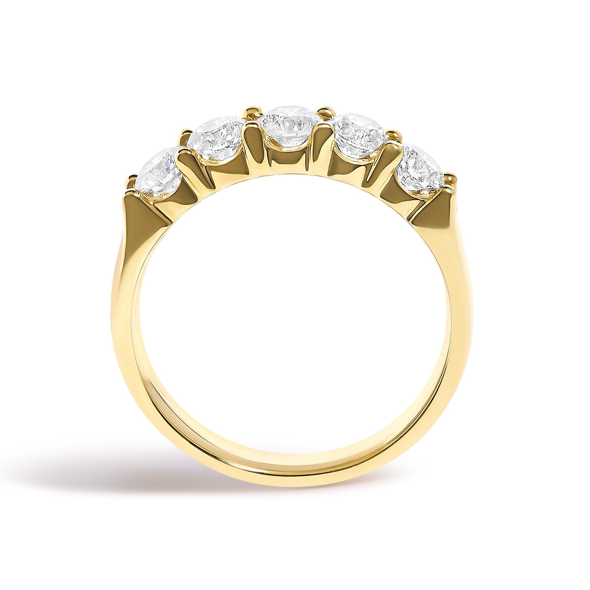 14K Gold 1.00 Cttw Diamond 5 Stone Band Ring