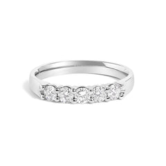 14K Gold 1/2 Cttw Round Diamond 5 stone Classic Band - Size 6.5