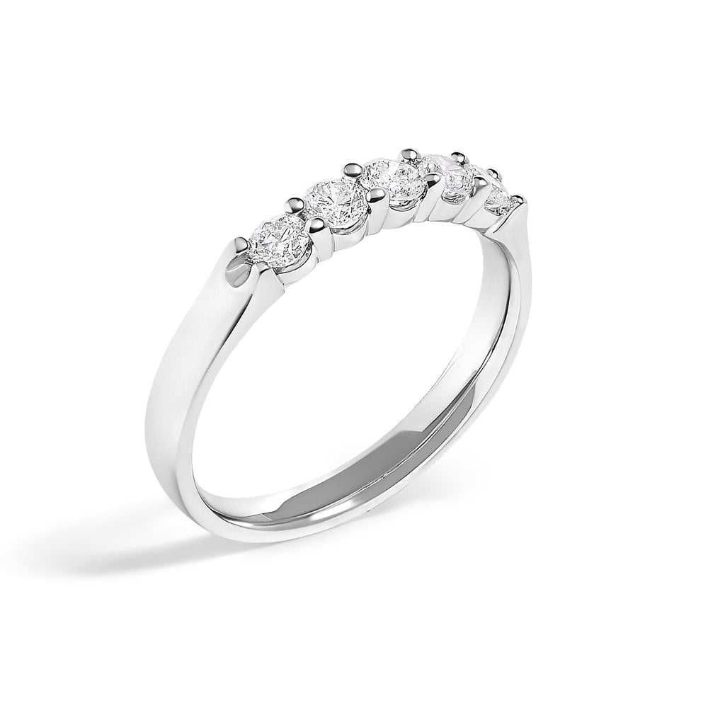 14K Gold 1/2 Cttw Round Diamond 5 stone Classic Band - Size 6.5