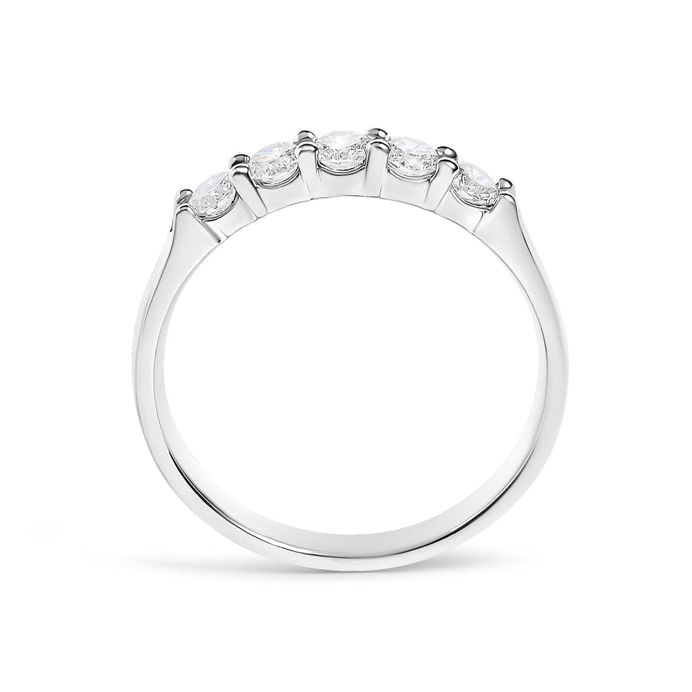 14K Gold 1/2 Cttw Round Diamond 5 stone Classic Band - Size 6.5