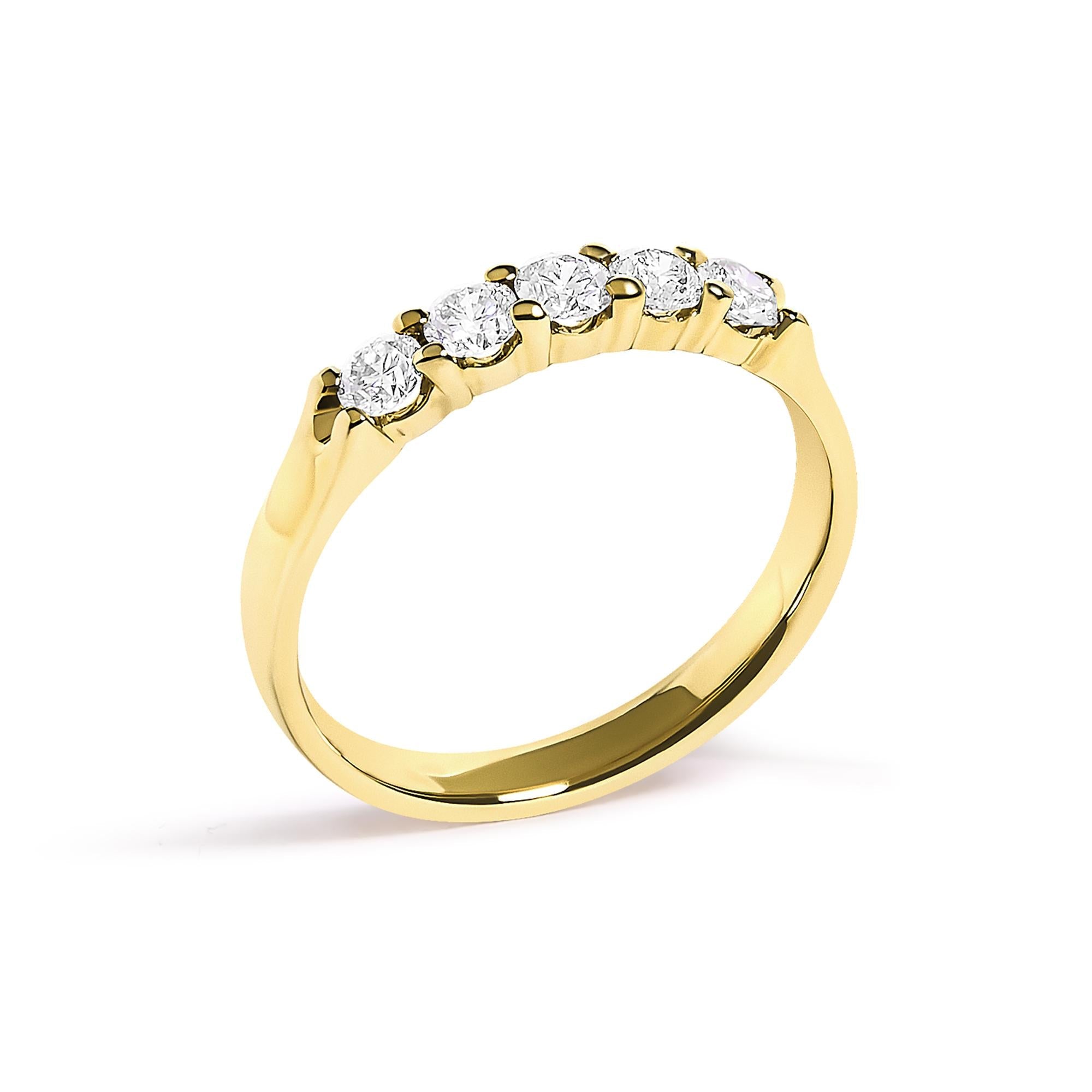 14K Gold 1/2 Cttw Round Diamond 5 stone Classic Band - Size 6.5