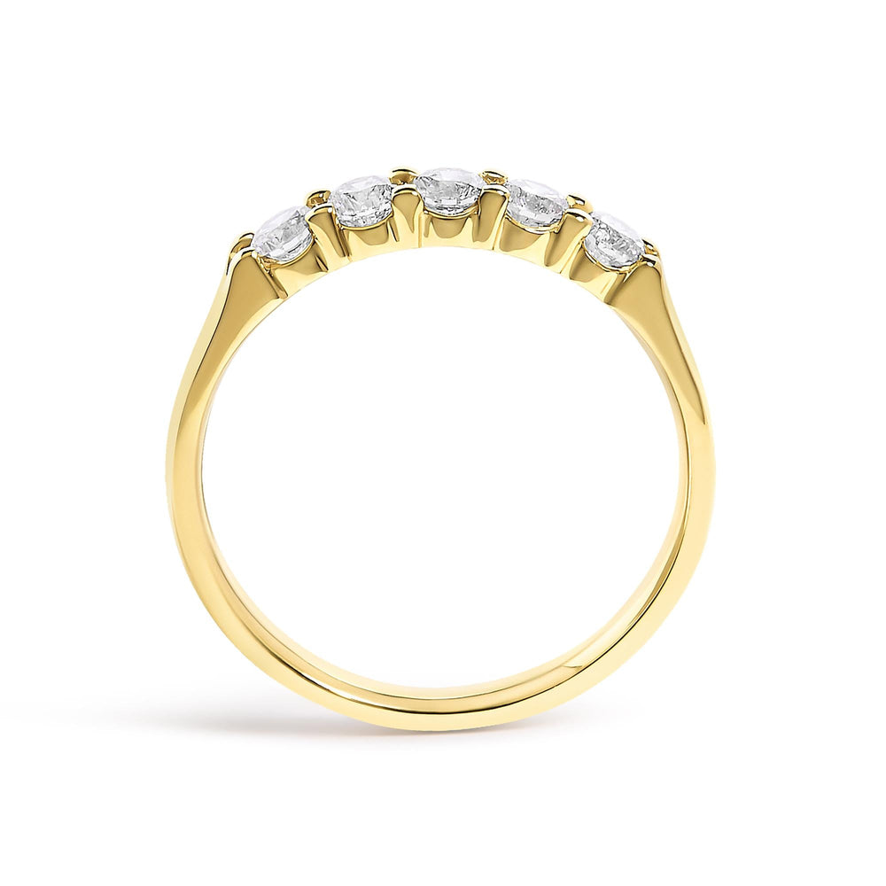 14K Gold 1/2 Cttw Round Diamond 5 stone Classic Band - Size 6.5